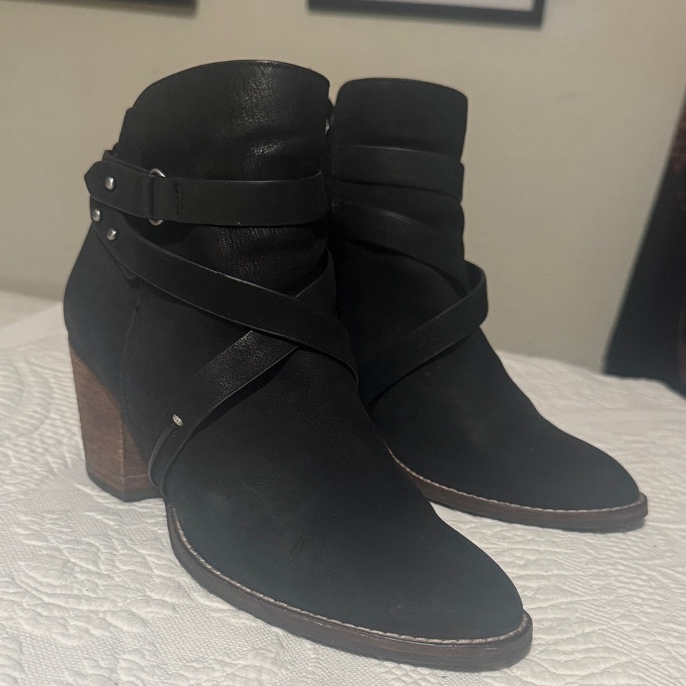 Black Ankle Boots with Strap Detailing